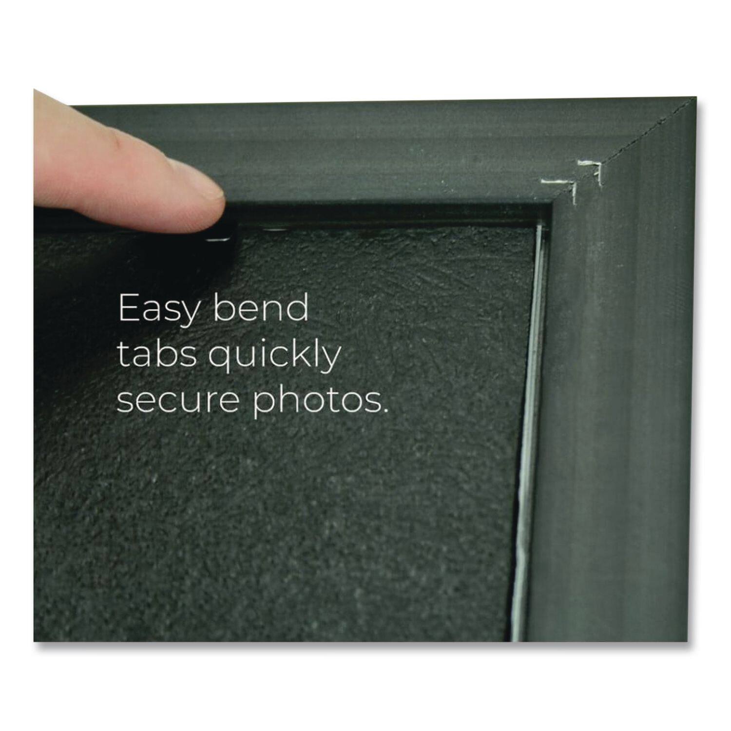 Easy bend tabs quickly secure photos.