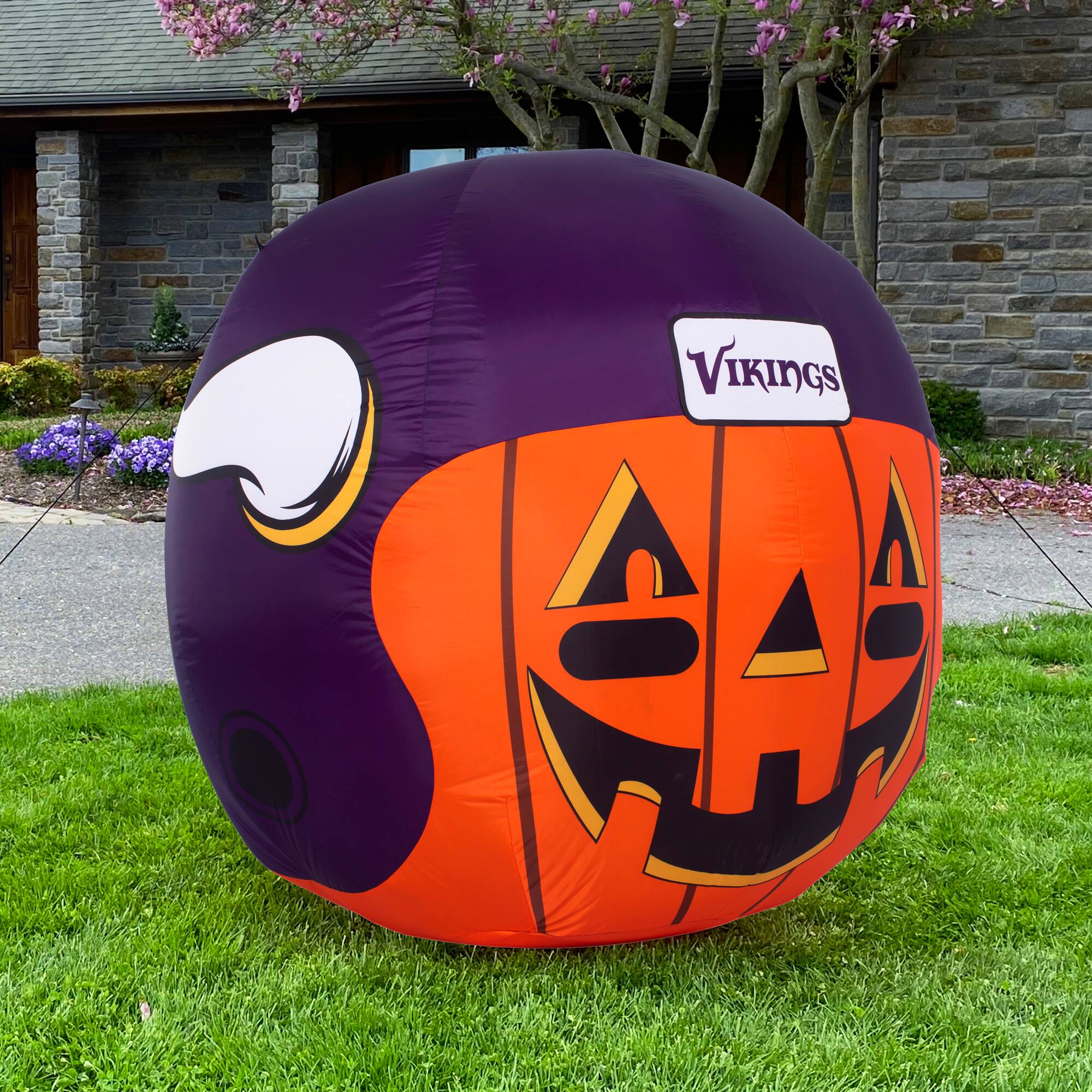 Alt View 3. Sporticulture - Minnesota Vikings 4' Inflatable Jack-O'-Helmet - Multicolor.