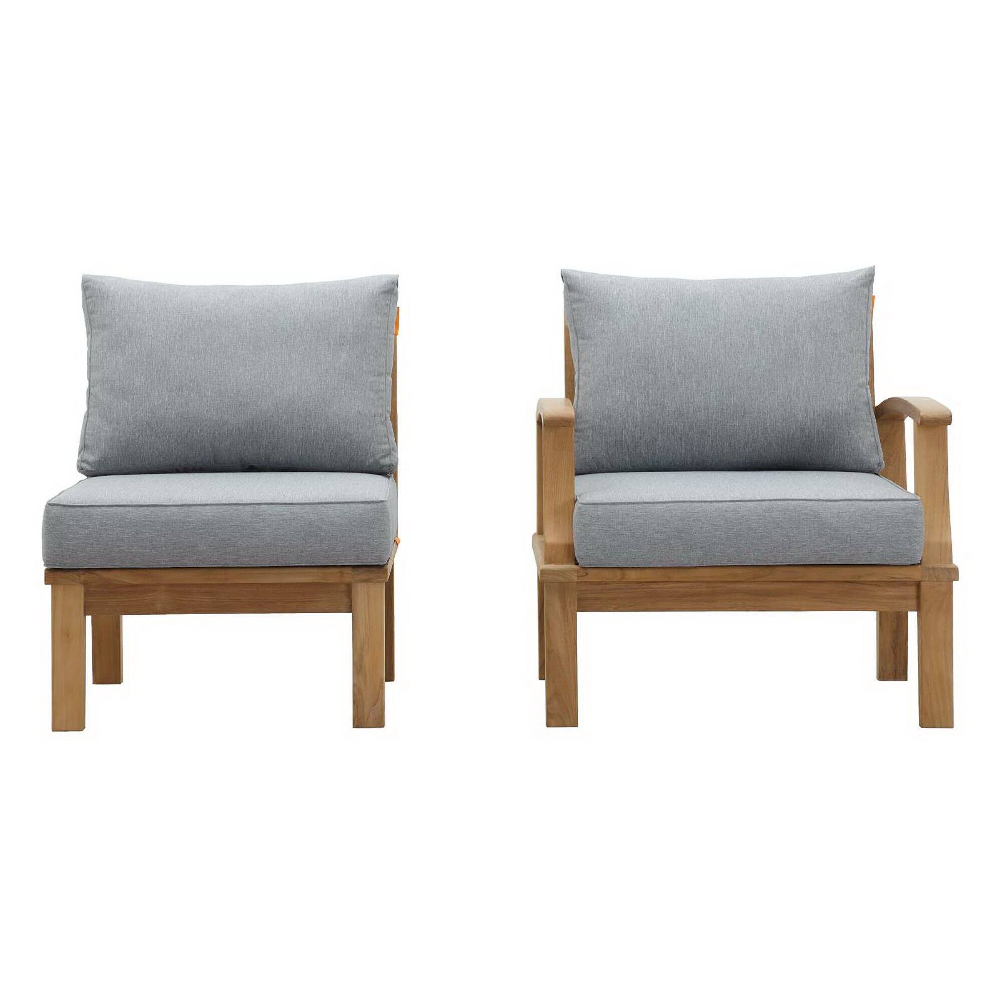 Angle. Modway - Marina 2 Piece Outdoor Patio Teak Set by Modway - Natural Gray.