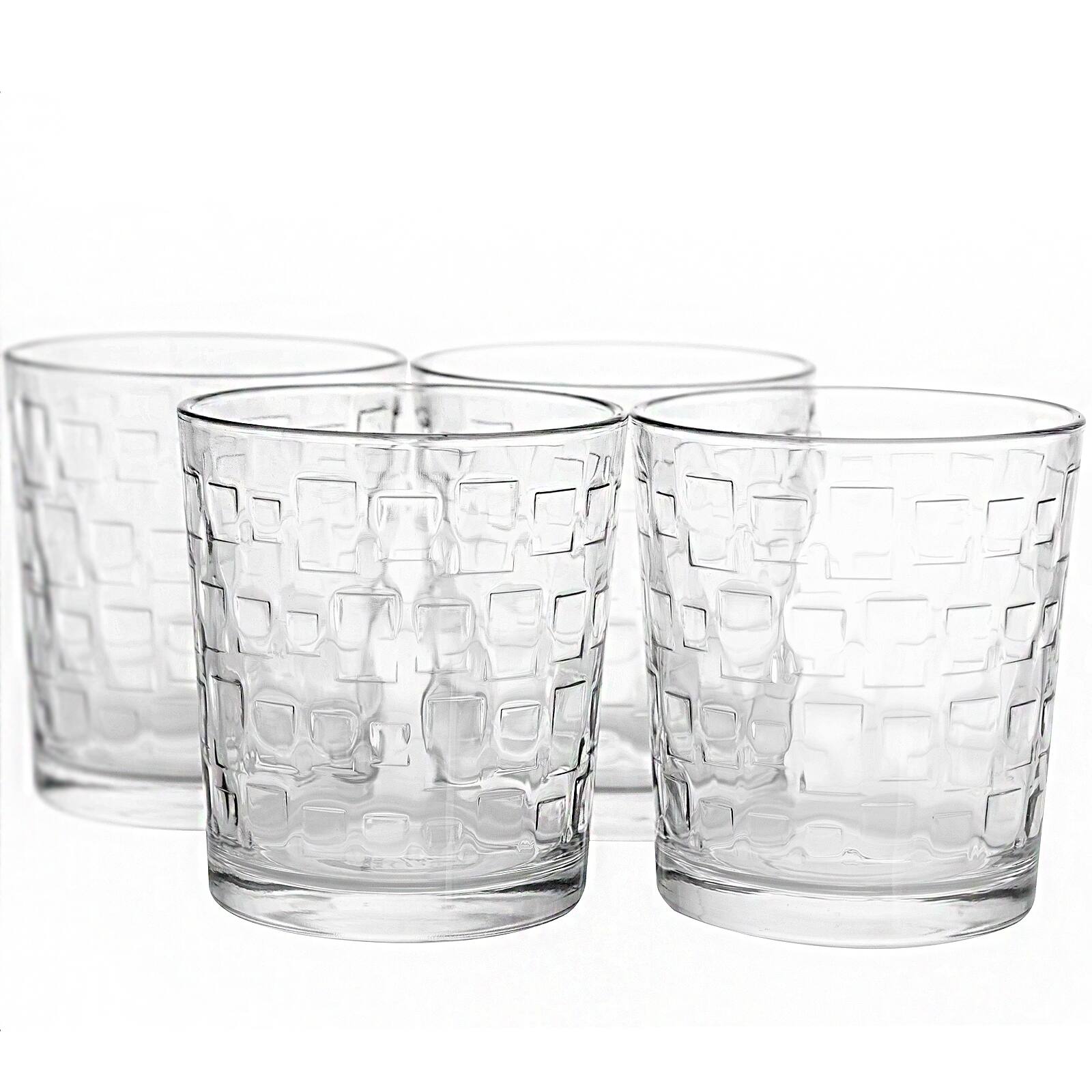 Alt View 4. Gibson - Gibson Home Great Foundations 4-Piece 13 oz. Double Old Fashion Glass Set, Square Pattern - Clear.