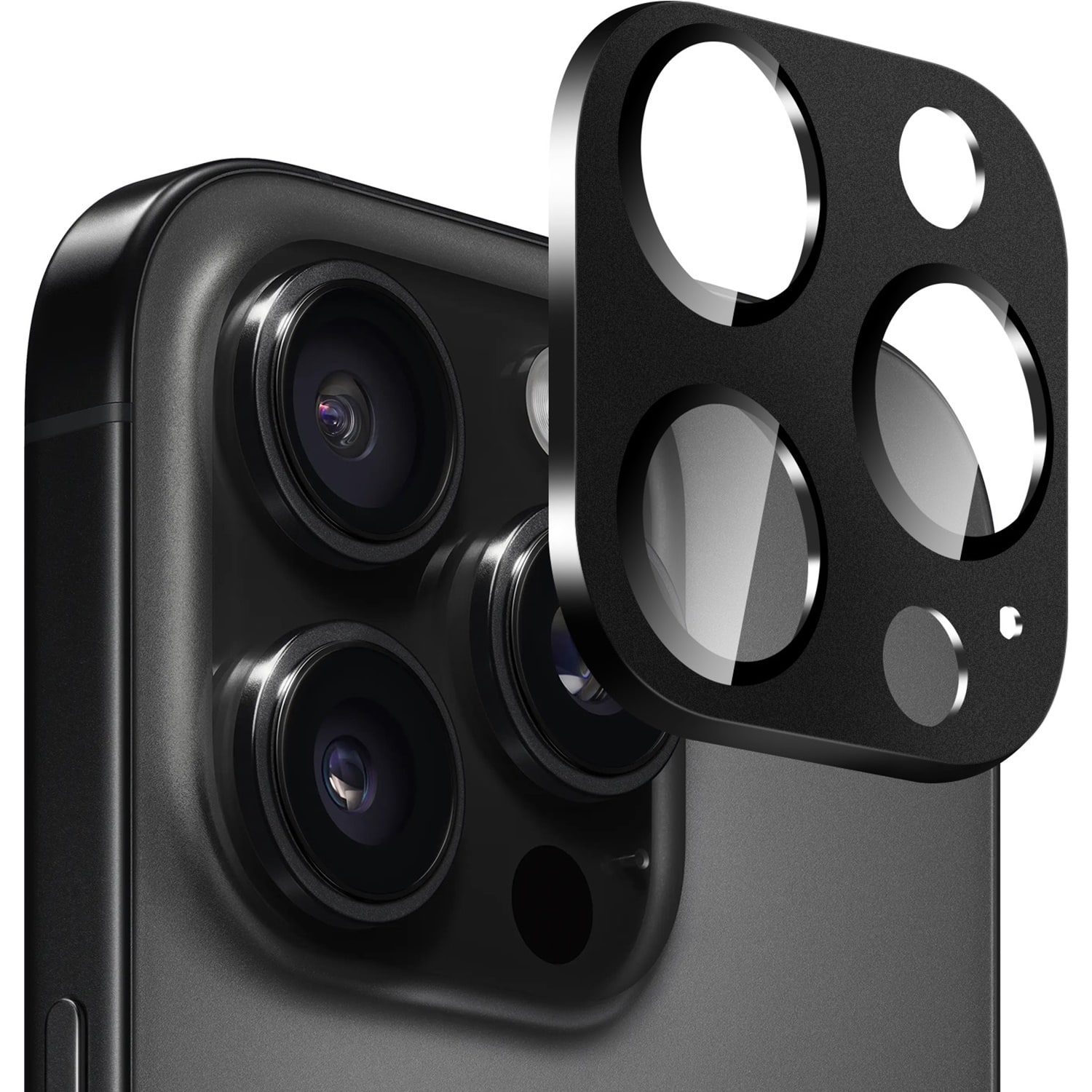 Angle. SaharaCase - Ultra-Strong Camera Lens Protector for Apple iPhone 16 Pro and 16 Pro Max (2-Pack) - Black.