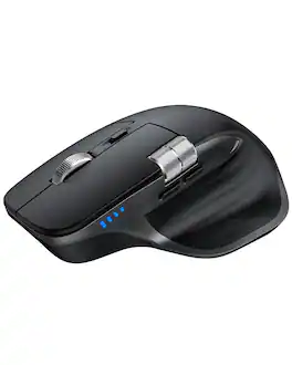 PRIMEPLUS - Wireless Mouse with Rechargeable Ergonomic Optical, Side Scroll, 7 Buttons, Wide Compatibility - Bluetooth & 2.4G - Wireless - Black