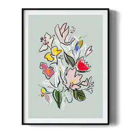 HOMLUX - 1 Piece Framed Floral Bouquet Canvas Wall Art Modern Botanical Wall Decor Flower Canvas Print 36 in. x 24 in - Multi-Colored