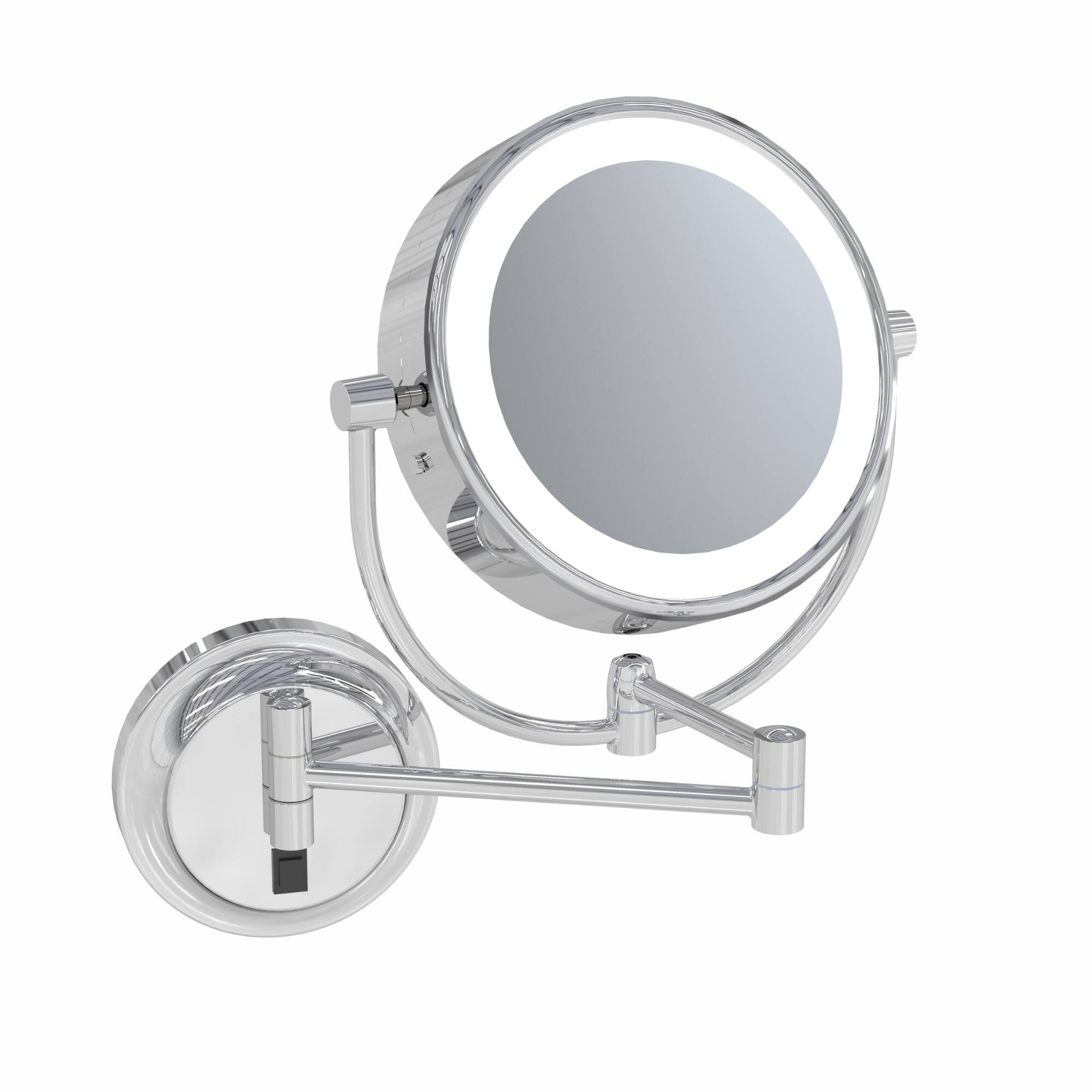 Front. Aptations - Aptations 9" LED Round Wall Mirror - 1X & 5X Magnification - Chrome.