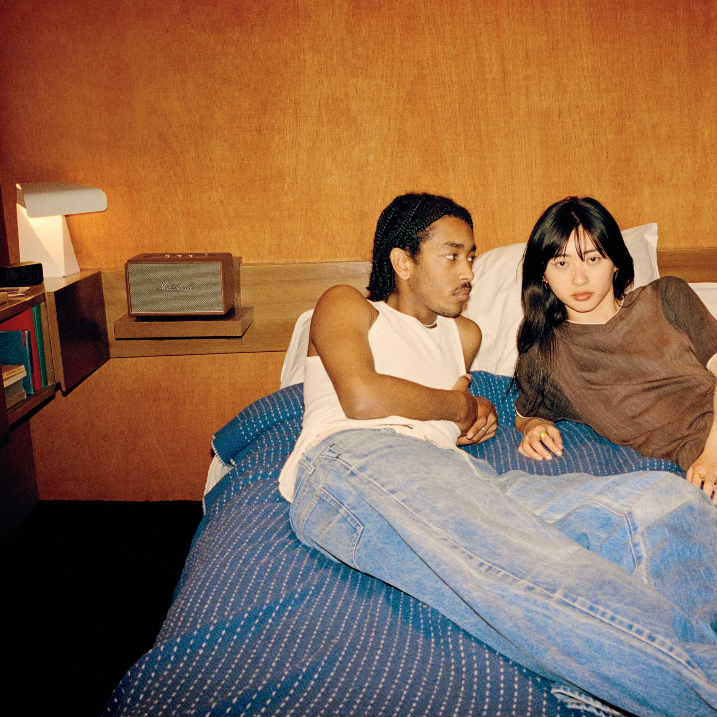 Left. Marshall - Acton III Bluetooth Home Speaker with Bass / Treble / Volume Controls and 3.5 mm Auxiliary Input - Brown.