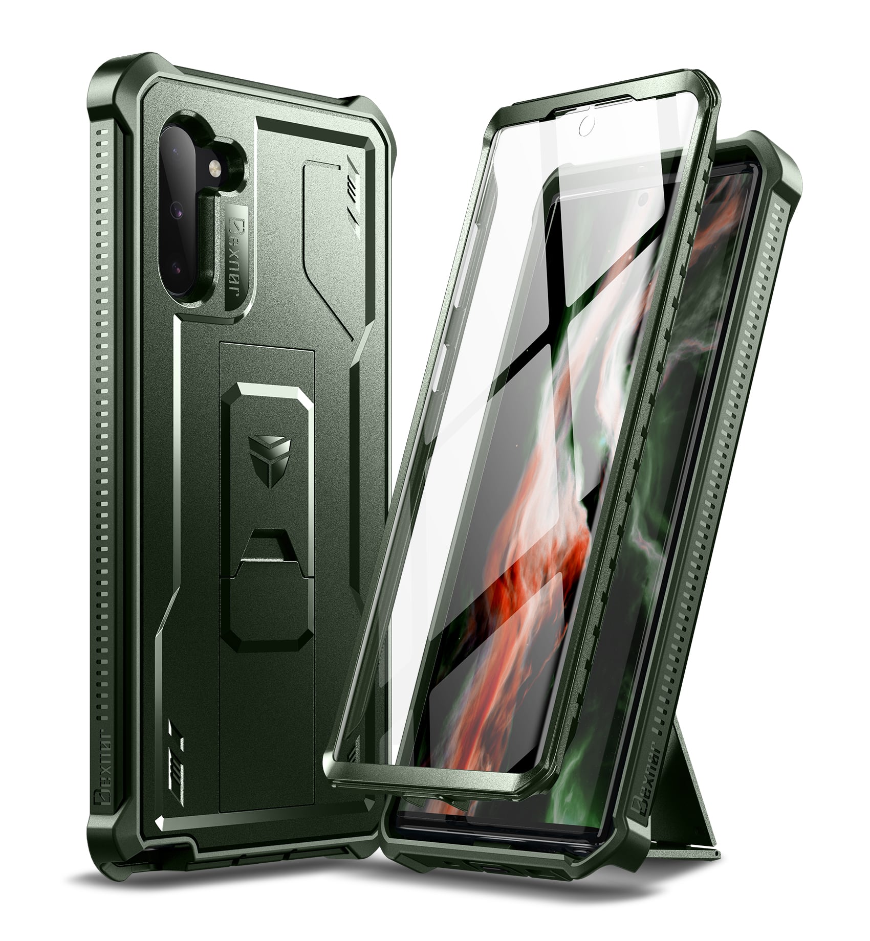 dexnor - Case for Samsung Galaxy Note 10 Built in Screen Protector and Kickstand Heavy Military Grade Protection Shockproof Cover - Army Green price history on PriceWatchPro