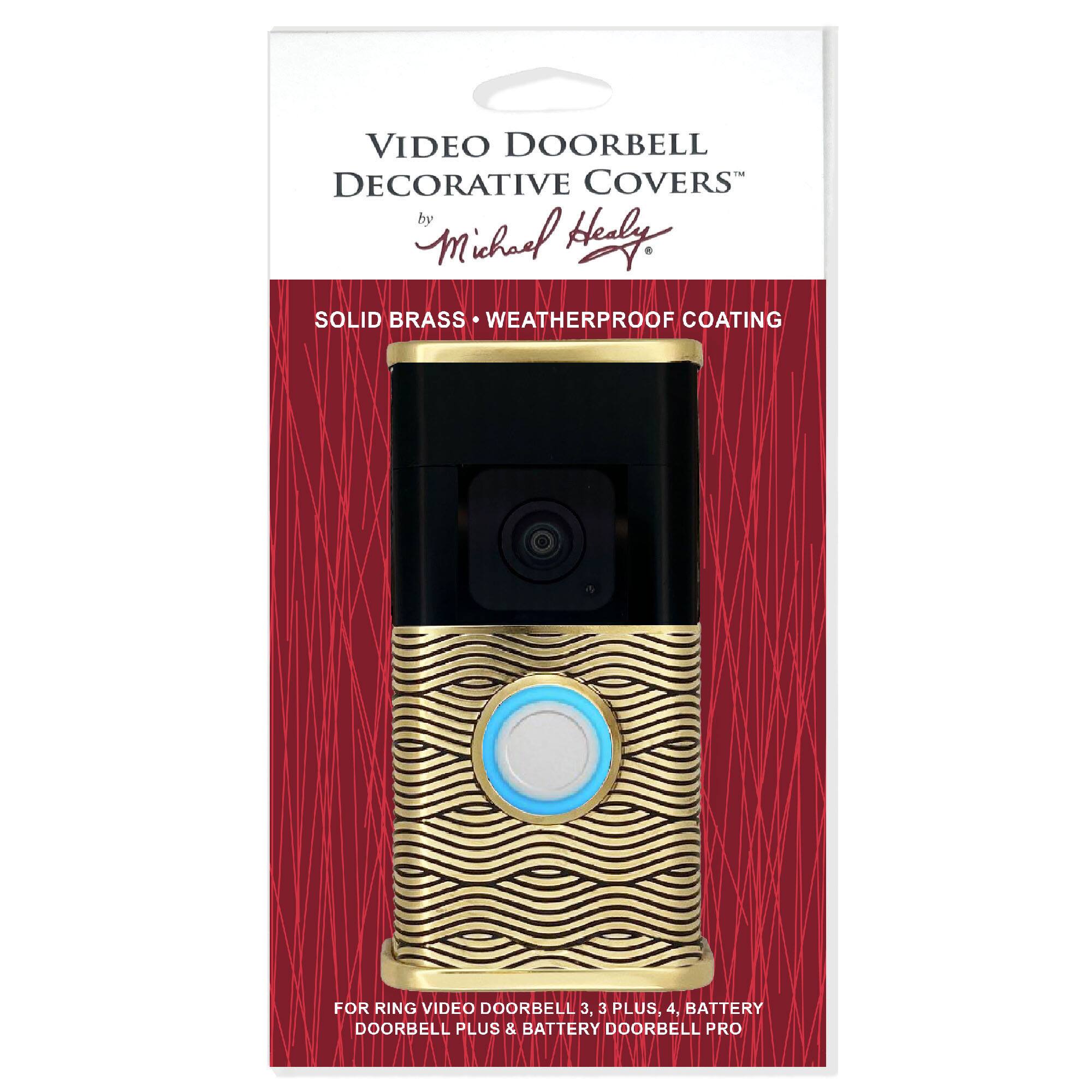 VIDEO DOORBELL DECORATIVE COVERS by Michael Henly SOLID BRASS WEATHERPROOF COATING - FOR RING VIDEO DOORBELL 3, 3 PLUS, 4, BATTERY DOORBELL PLUS & BATTERY DOORBELL PRO