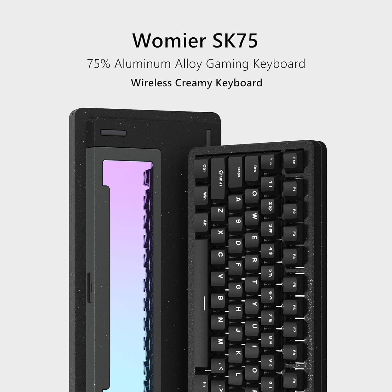 Womier - SK75 75% Keyboard with Full Aluminum Wireless Mechanical Gaming Keyboard - Black