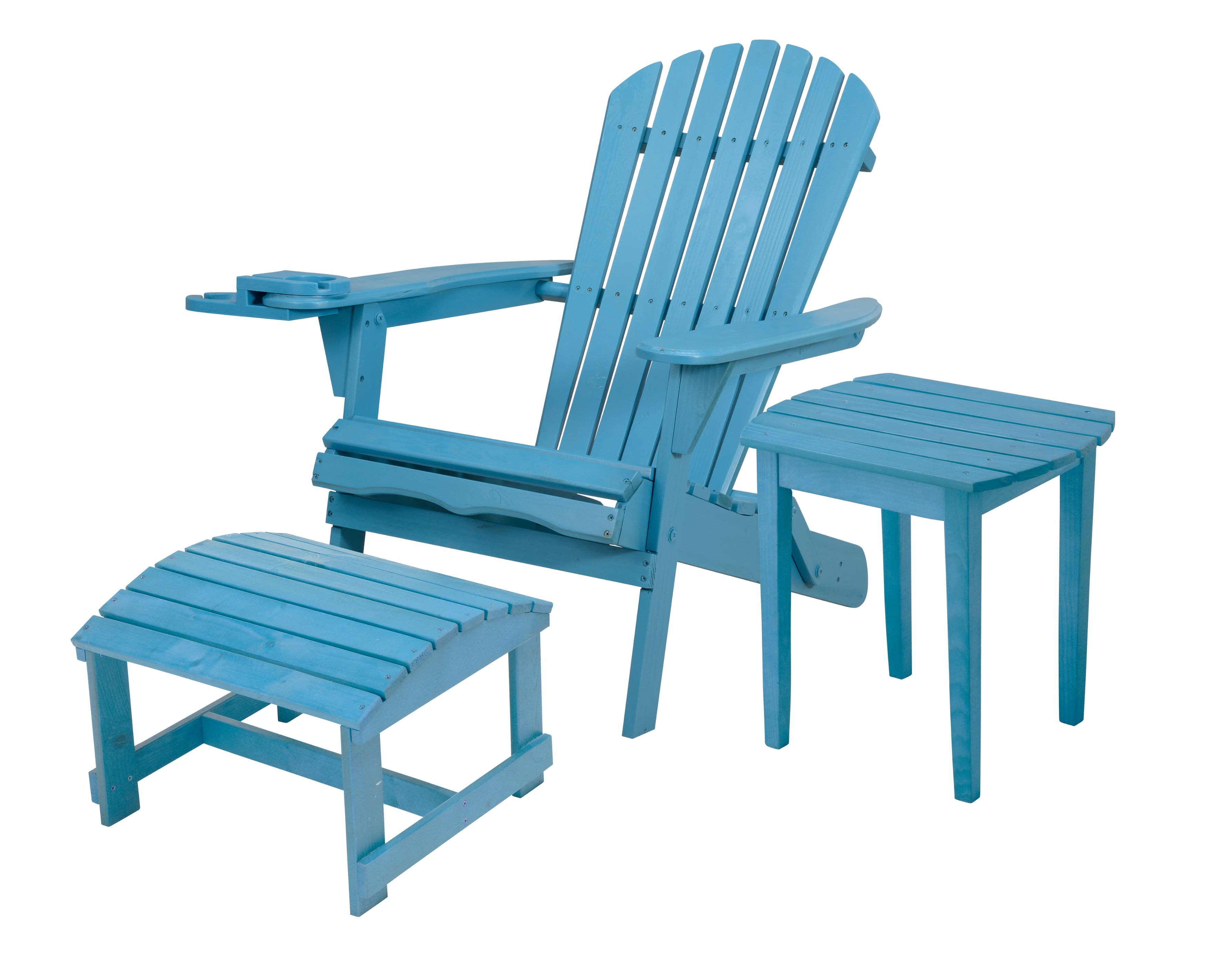 Jiallo - Foldable Adirondack Chair with cup holder Bristro Set with Ottoman - Sky Blue price history on PriceWatchPro