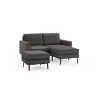 Burrow - Mid-Century Nomad Loveseat with Chaise and Ottoman - Charcoal - Front_Zoom