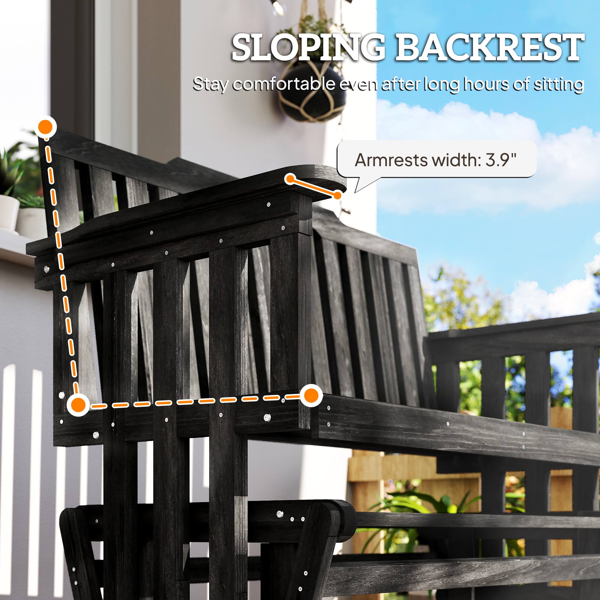 SLOPING BACKREST  
Stay comfortable even after long hours of sitting  
Armrests width: 3.9"