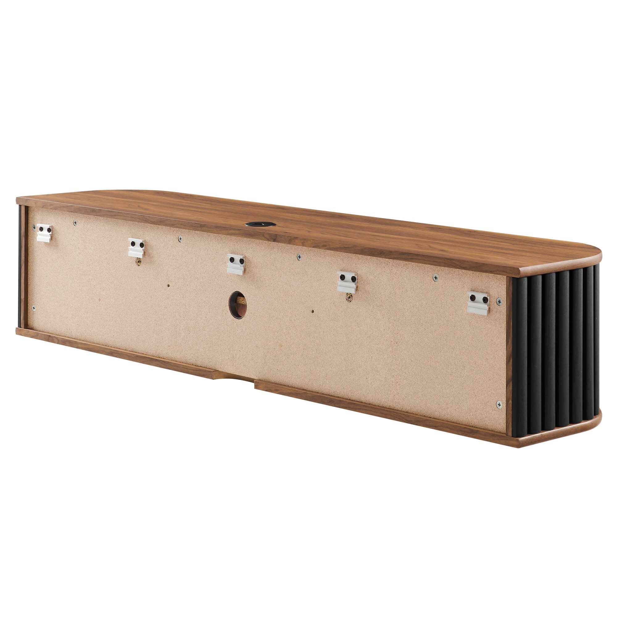Alt View 1. Modway - Fortitude 63" Wall-Mounted TV Stand by Modway - Walnut Black.