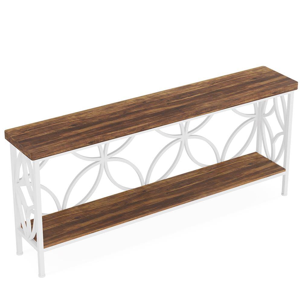 Alt View 1. Kadyn - Entryway Table, Console Sofa Table,2-Tier Console Table, 70.9" Industrial Sofa Table Behind Couch,White - White.