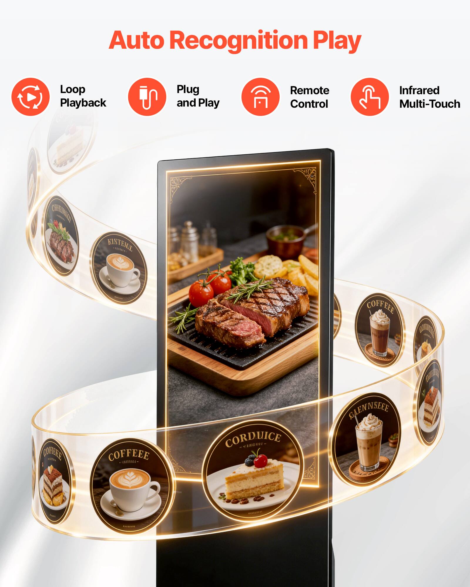 Auto Recognition Play Loop Playback Plug and Play Remote Control Infrared Multi-Touch