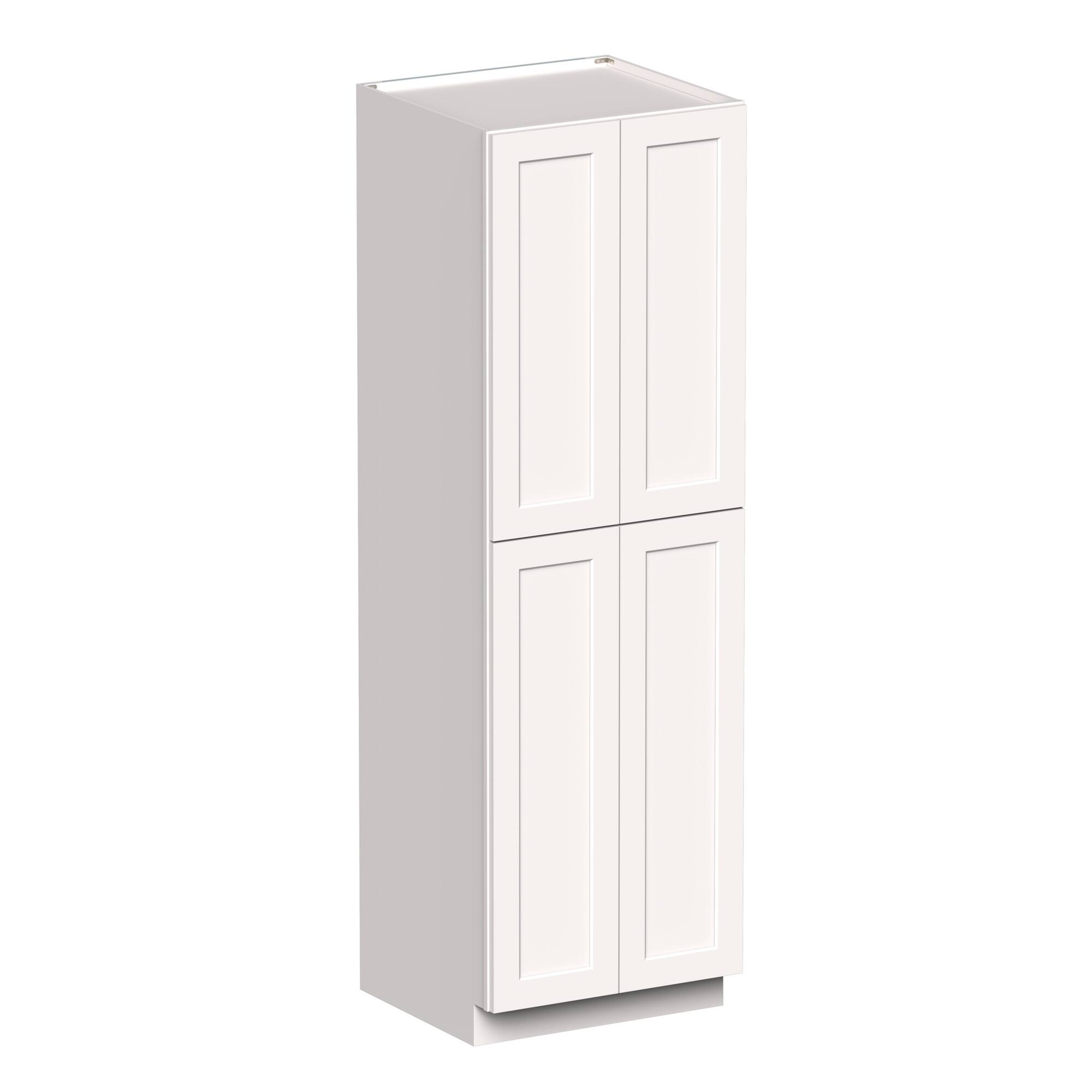 Angle. Boyel Living - 30-in W x 96-in H x 27-in D Shaker RTA Kitchen Pantry Tall Cabinet with Soft-Close - White Shaker.