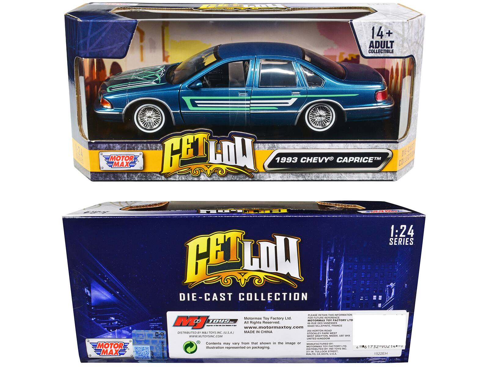 ERE 14 + ADULT COLLECTIBLE 1-:24 CETLON 218-C4357 MOTOR MAX 1993 CHEVY CAPRICE TM COLLECTU CEeN 2  HE  1:24 SERIES CETCON DIE-CAST COLLECTION PLEASE m - INFORMATION Motormax Lad rom rutuna TERENCE Toy Factory TOT FASTORY TD HOUS MUTORMAL MJ - : - www.motormaxtoy.com www Al Hights Reserved. aado - P VILLEPNIE .. VANESSES RANCE - TEN RAD DISTRIBUTED OY Lat JUPS N (.S.A.J MADE IN CHINA aaa WEST 0-0 ....... 10T WWW.MUTOYSINC.COM -... BRATTON TOOW OT - E KNGOON Contents may vary from that shown in the image - CA e.. MOTOR llustration represented on packaging. OTOR : ACTORY fOrS  6 6173290214 0 DISTRIBUTED - -da MAX KE- MCO LEM - adddta ... 1822EH