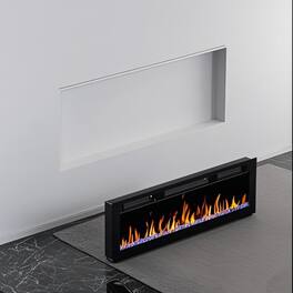 U-HOMY - 50" Wall Mounted & Recessed Electric Fireplace, Quiet Heater with 12 Flame Colors, Remote, Timer & Safety