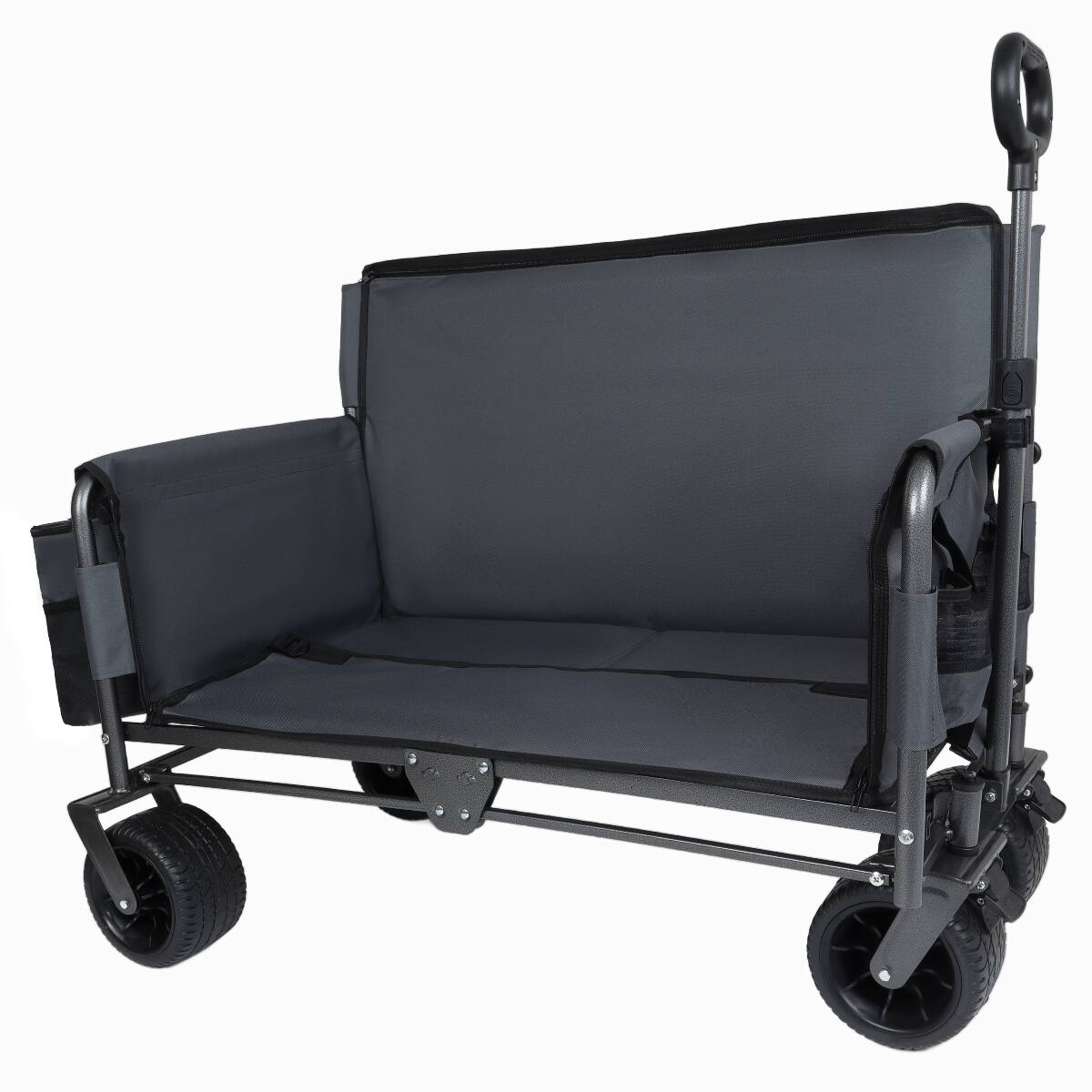 Alt View 9. Loheer - Loheer Folding Utility Wagon Cart with Bench Seat, 180L Cargo Space and All Terrain Wheels, Gray.