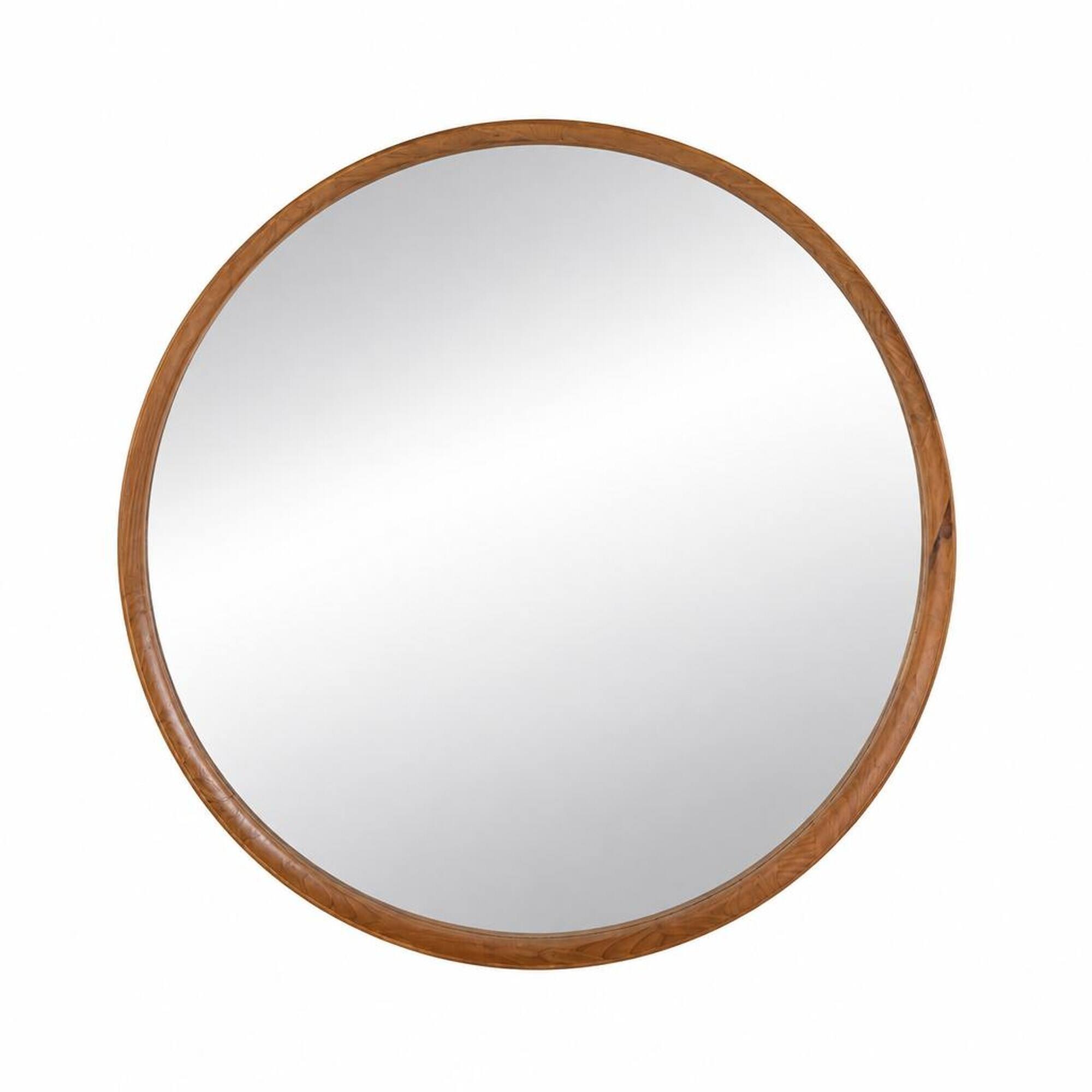 RYHNUYNE 39.4 in Round Wood Wall Mirror, Light Pine Frame, Minimalist ...