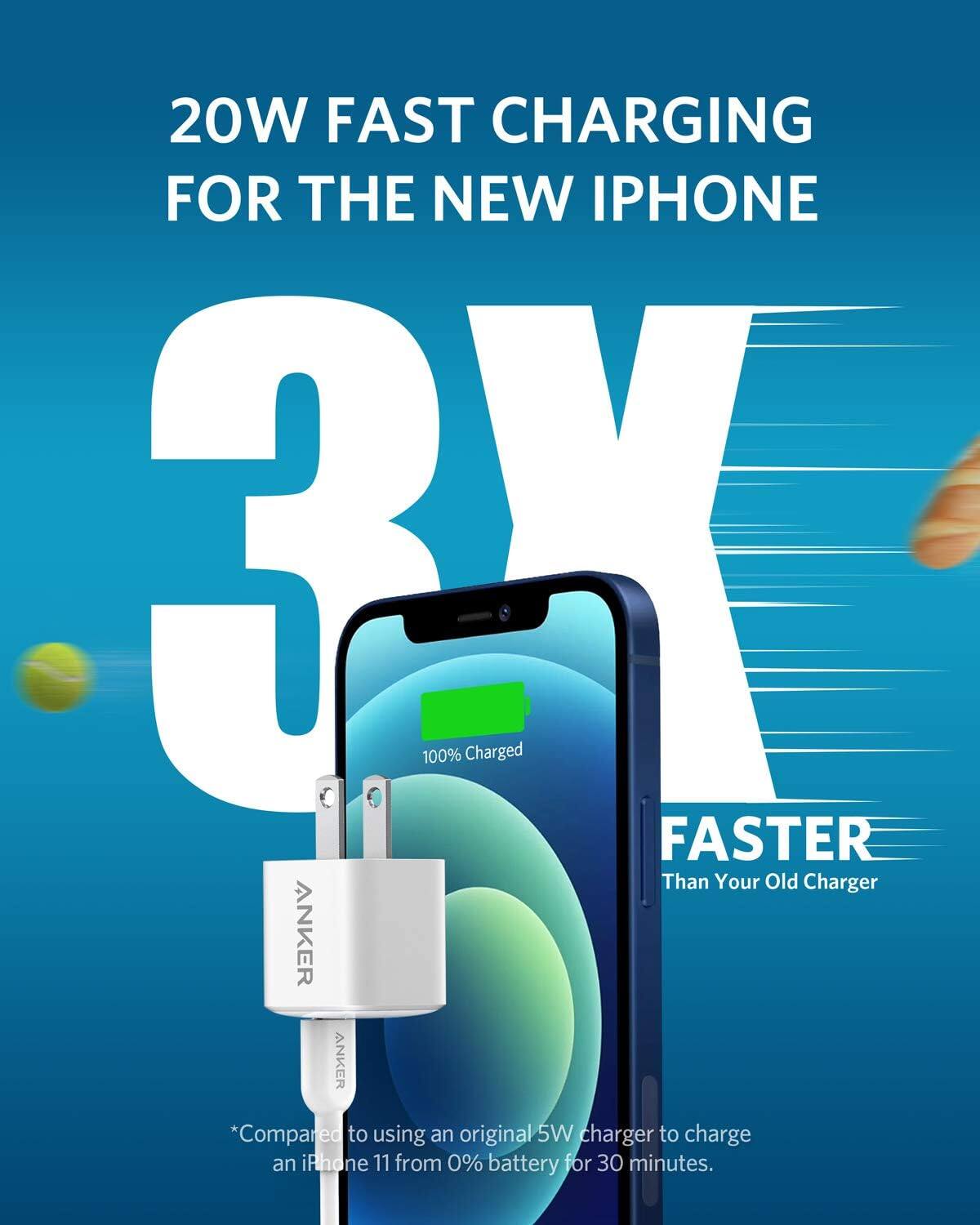 20W FAST CHARGING FOR THE NEW IPHONE

3X FASTER Than Your Old Charger

*Compared to using an original 5W charger to charge an iPhone 11 from 0% battery for 30 minutes.