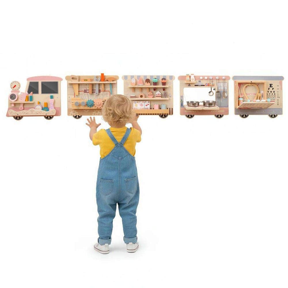 Resenkos - Wooden Sensory Wall Panel with Vanity & Tool Box - Educational Activity Center