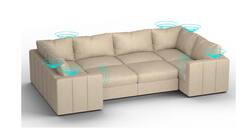 Lovesac - 8 Seats + 10 Sides Tan Combed Chenille & Lovesoft with 10 Speaker Immersive Sound + Charge System - Tan - Angle_Zoom