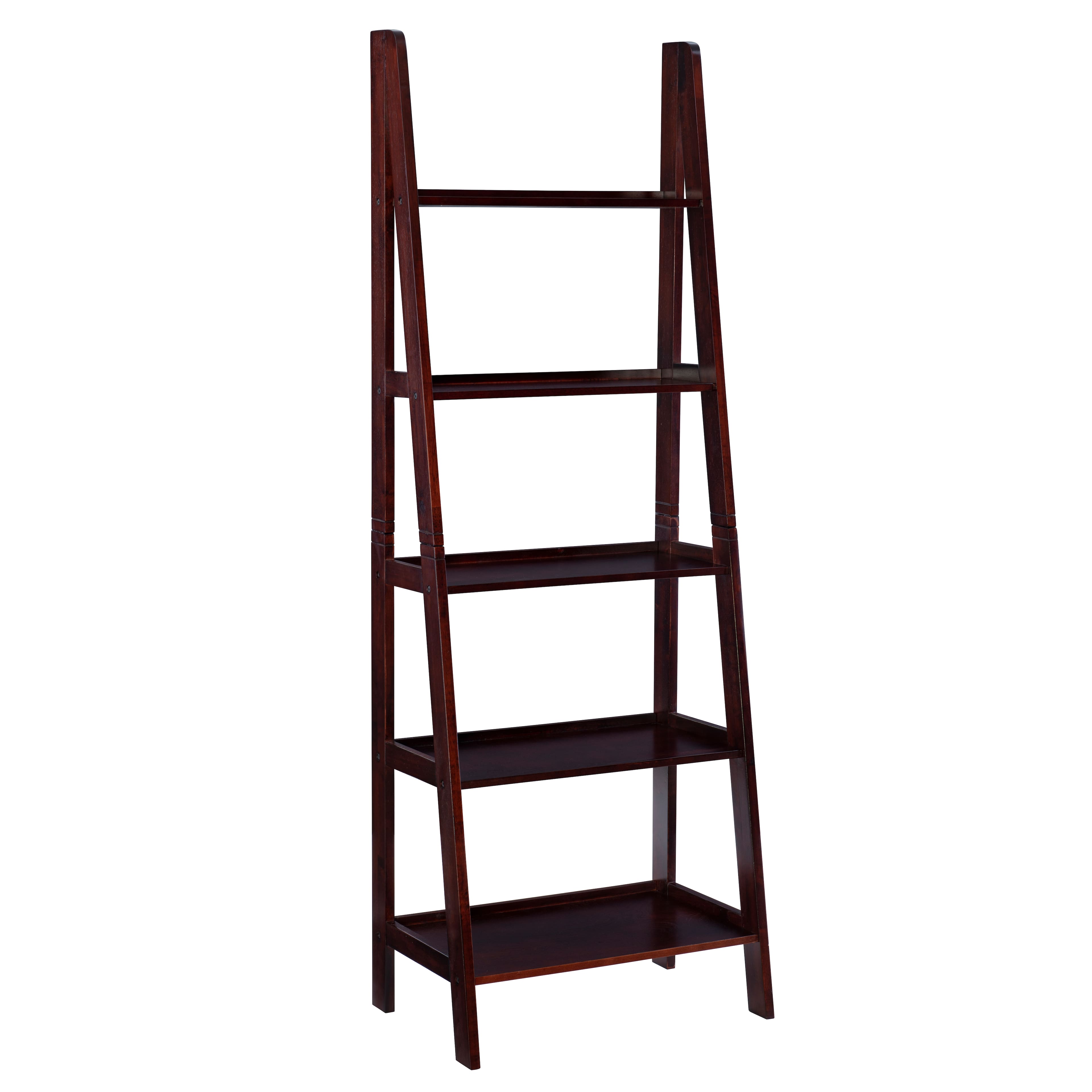Front. Linon Home Décor - Radford Five-Tier Ladder Bookshelf - Espresso.