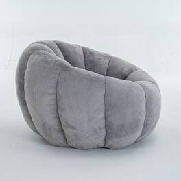 GOODSILO - Floral-Shaped Faux Fur Bean Bag Sofa, Ultra-Soft Large Reading Chair for Living Room or Bedroom, Single-Seater - Gray