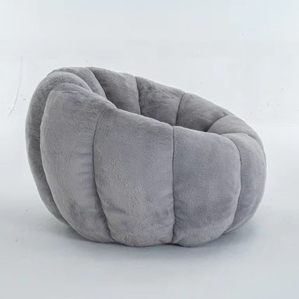 Front. GOODSILO - Floral-Shaped Faux Fur Bean Bag Sofa, Ultra-Soft Large Reading Chair for Living Room or Bedroom, Single-Seater - Gray.