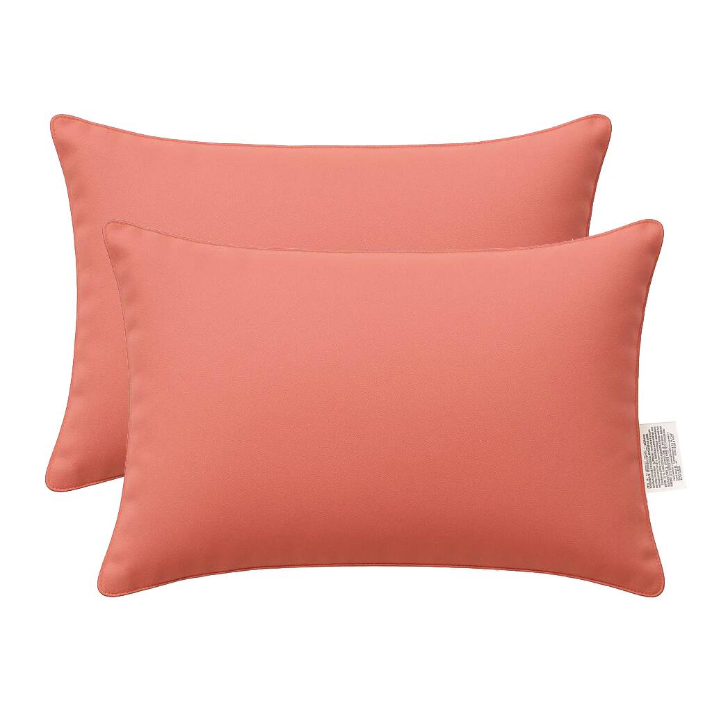 LuXeo - 2-Pack Indoor-Outdoor Throw Pillow/ Size:14" x 20" - Orange