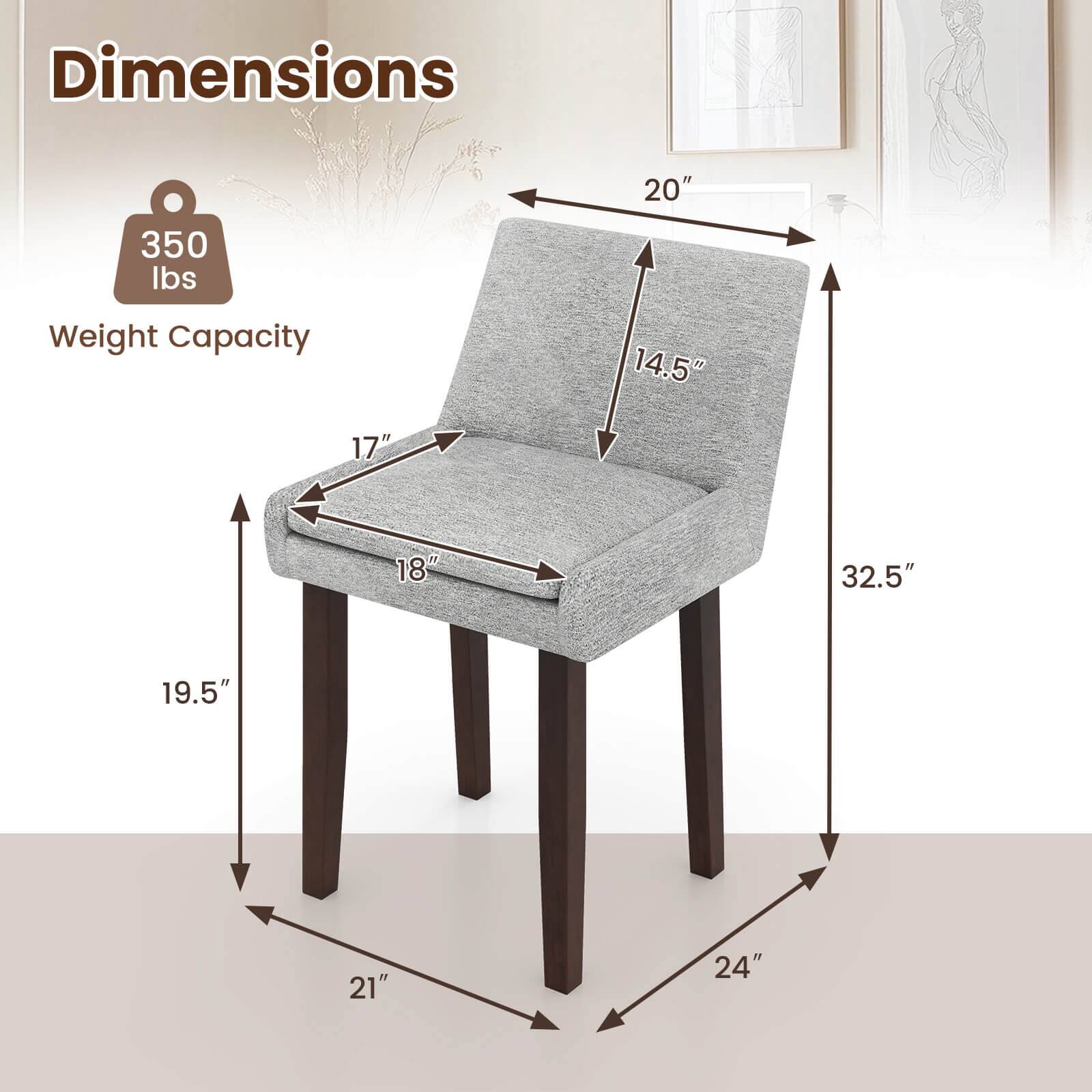Dimensions  
- 20"  
- 14.5"  
- 17"  
- 18"  
- 32.5"  
- 19.5"  
- 21"  
- 24"  

Weight Capacity: 350 lbs