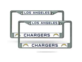 Rico Industries - Los Angeles LA Chargers Chrome Metal (2) License Plate Frame Set - Multi