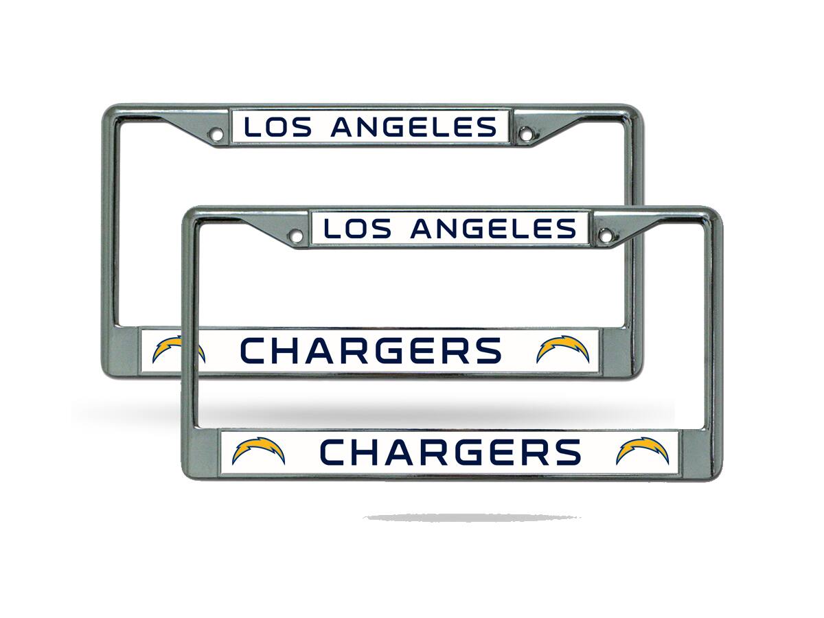 Los Angeles LA Chargers Chrome Metal (2) License Plate Frame Set