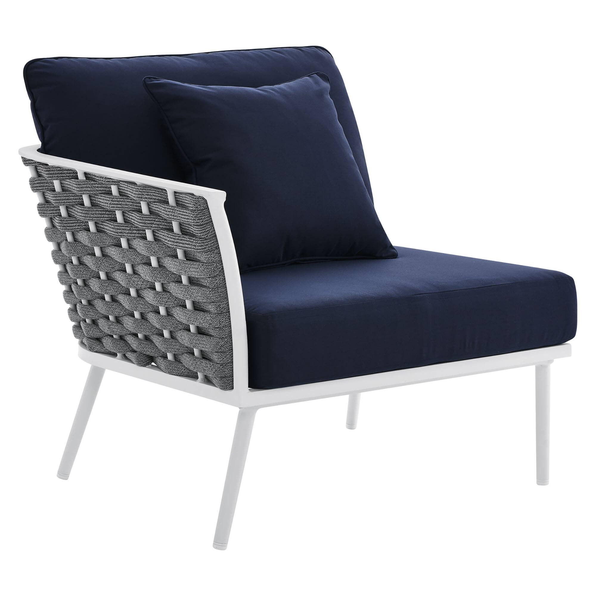 Angle. Modway - Stance Outdoor Patio Aluminum Left-Facing Armchair by Modway - White Navy.
