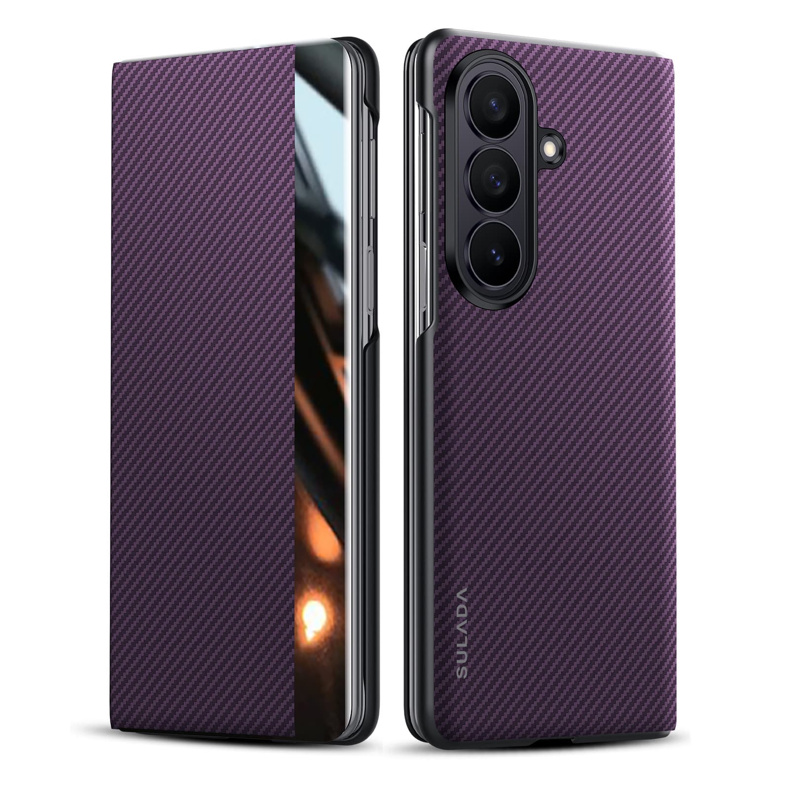 Dteck - Full Body Wallet Case for Samsung Galaxy Z Fold 7, Carbon Fiber Texture Magnetic Shockproof Leather Cover - Purple price history on PriceWatchPro
