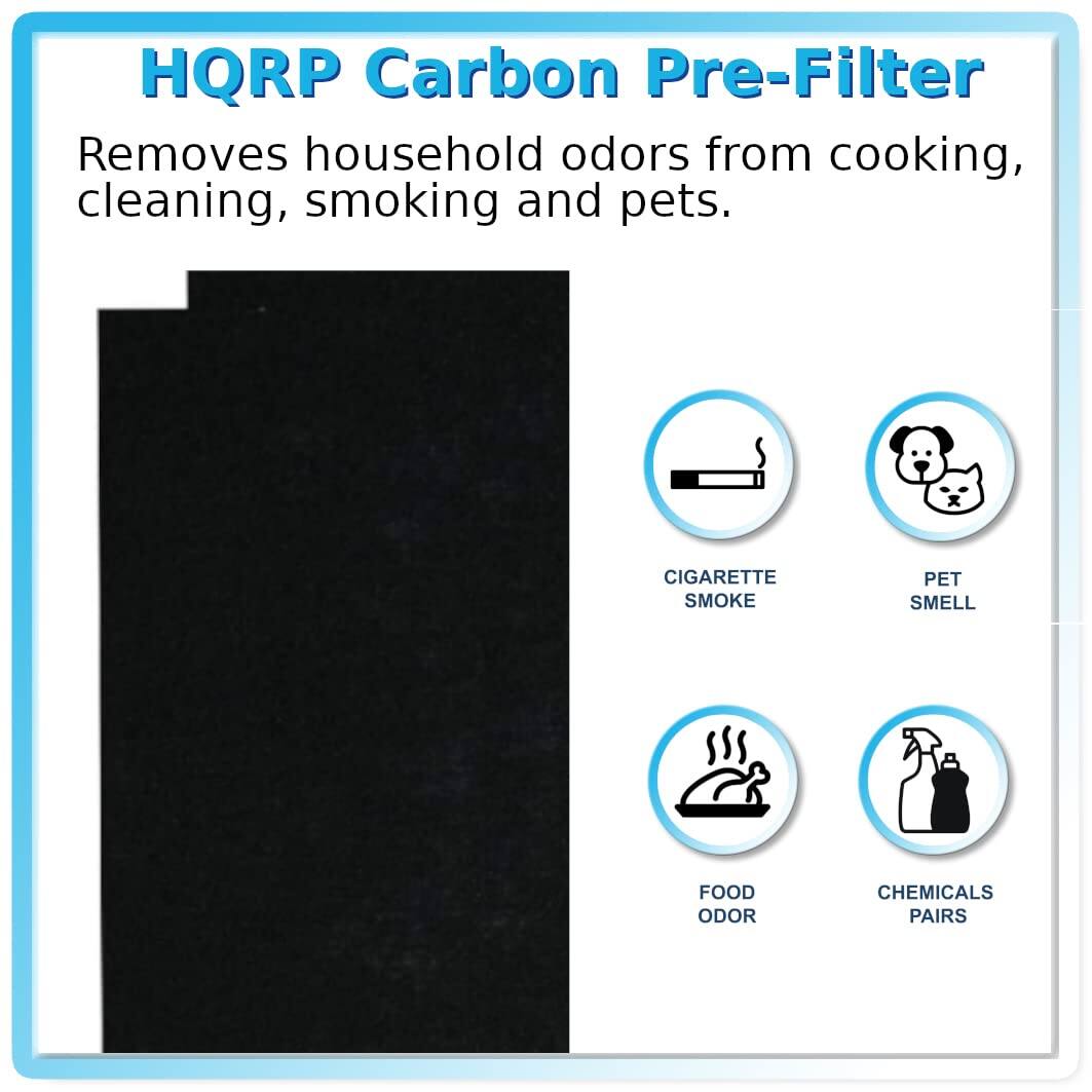 HQRP Carbon Pre-Filter  
Removes household odors from cooking, cleaning, smoking and pets.  

- CIGARETTE SMOKE  
- PET SMELL  
- FOOD ODOR  
- CHEMICALS PAIRS