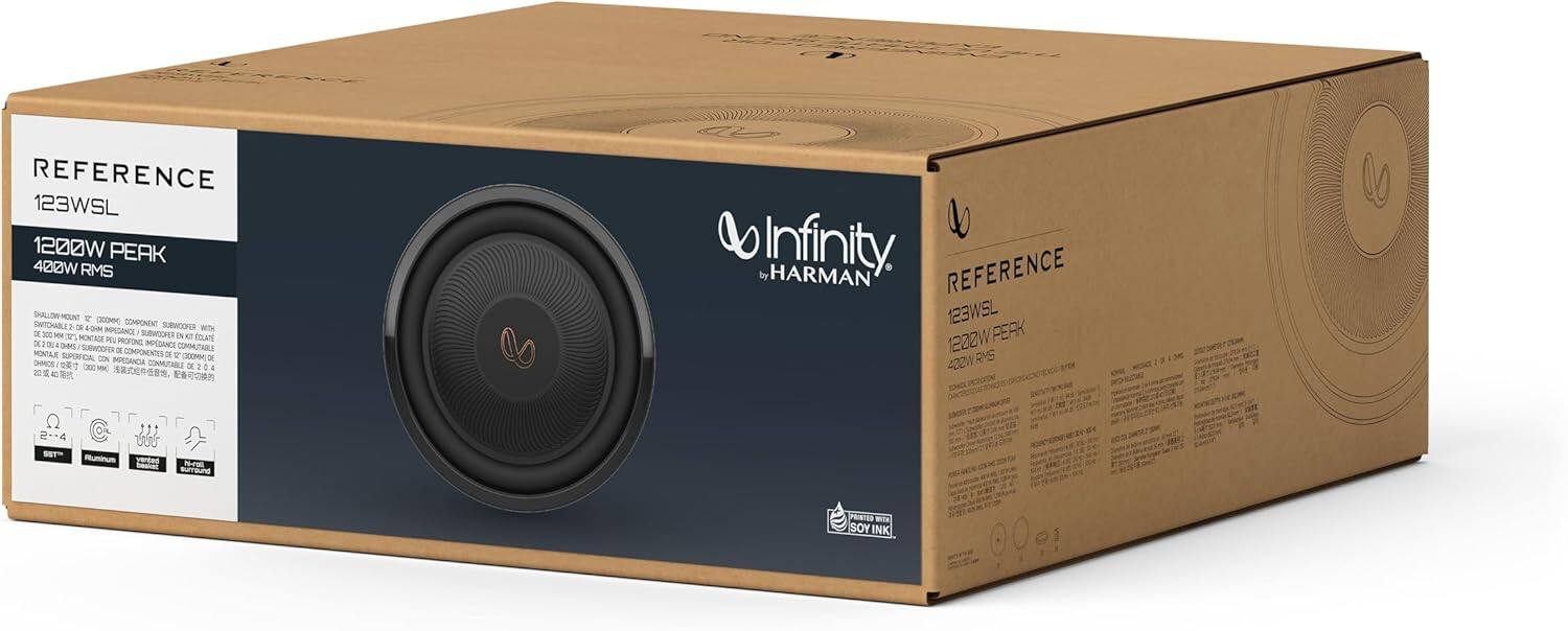 Sure, here is the corrected and grouped text from the image:

---

**REFERENCE 123WSL**

- **1200W PEAK**
- **400W RMS**

**SHALLOW MOUNT**

**COMPONENT UBWOOFER**

- **4-0-1 IMPEDANCE**
- **W 5E X**

**SUBWOOFER IN MOUNTACE**

- **PES PROFONE FOAM 2E O**

**DC RewoorD**

- **IMPEDANCE COMMUTAILE**

**COMPONENSE X MONTAE**

- **SPEFICA CON 1**

**SHMOE**

- **INPEDANCIA CONMUTALLE E - D = 40**

**Infnity. HARMAN**

**REFERENCE 123WSL**

- **1200W PEAK**
- **400W RMS**

**400W PEAK**

**400W RMS**

**SHALLOW MOUNT**

**COMPONENT UBWOOFER**

- **4-0-1 IMPEDANCE**
- **W 5E X**

**SUBWOOFER IN MOUNTACE**

- **PES PROFONE FO