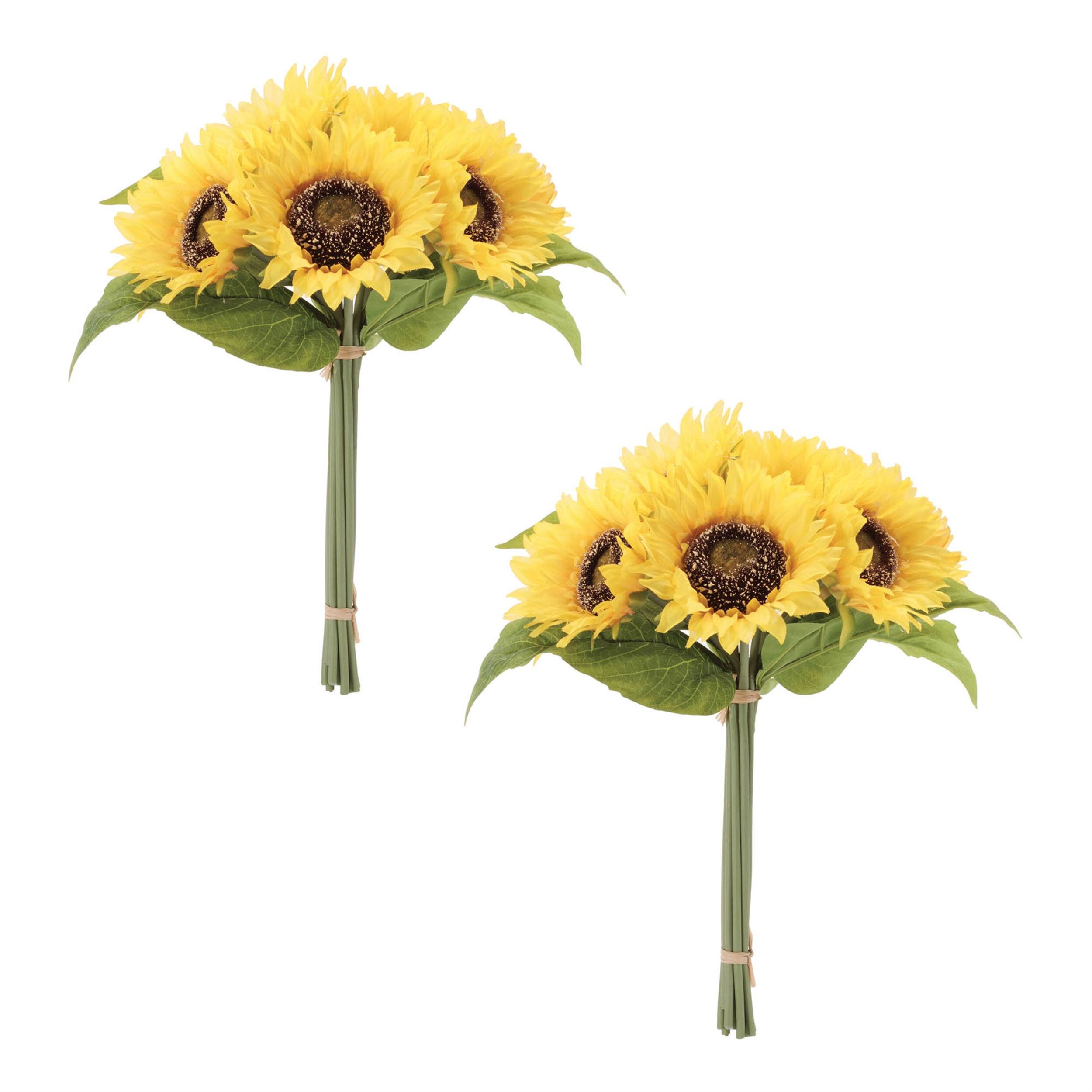Angle. BreeBe - Sunflower Floral Bundle (Set of 2) - Yelllow, Green.