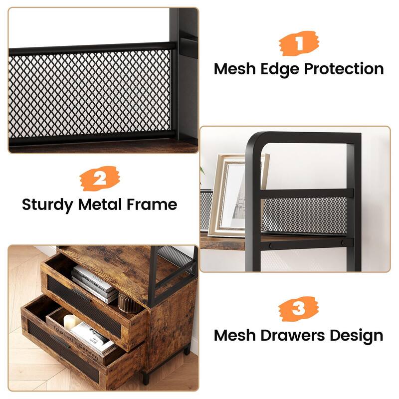 1. Mesh Edge Protection  
2. Sturdy Metal Frame  
3. Mesh Drawers Design
