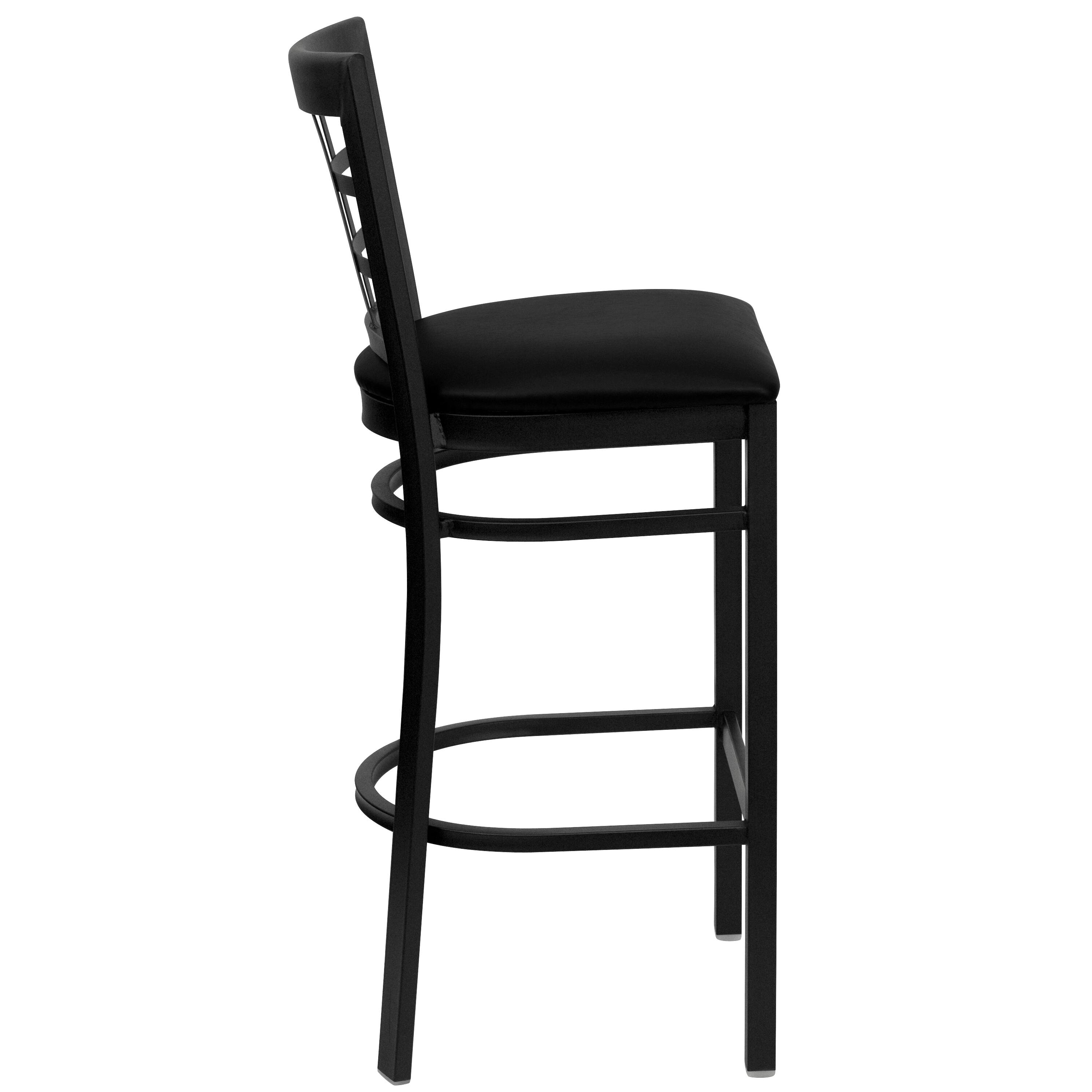 Alt View 6. Emma + Oliver - Window Back Metal Restaurant Dining Barstool - Black Vinyl Seat/Black Metal Frame.