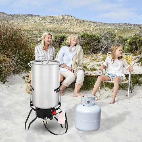 Alt View 10. Winado - Deep Turkey Fryer 50QT Gas Propane Stock Pot Cooker Rack Corn Lobster for Outdoor Camping - Sliver.