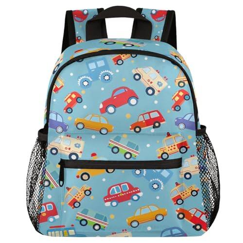 Front. Cozy Serene - Iridescent Love Heart Backpack For Pink Mini Backpacks Casual Daypack Bookbag Travel - Cartoon Cars Trucks.