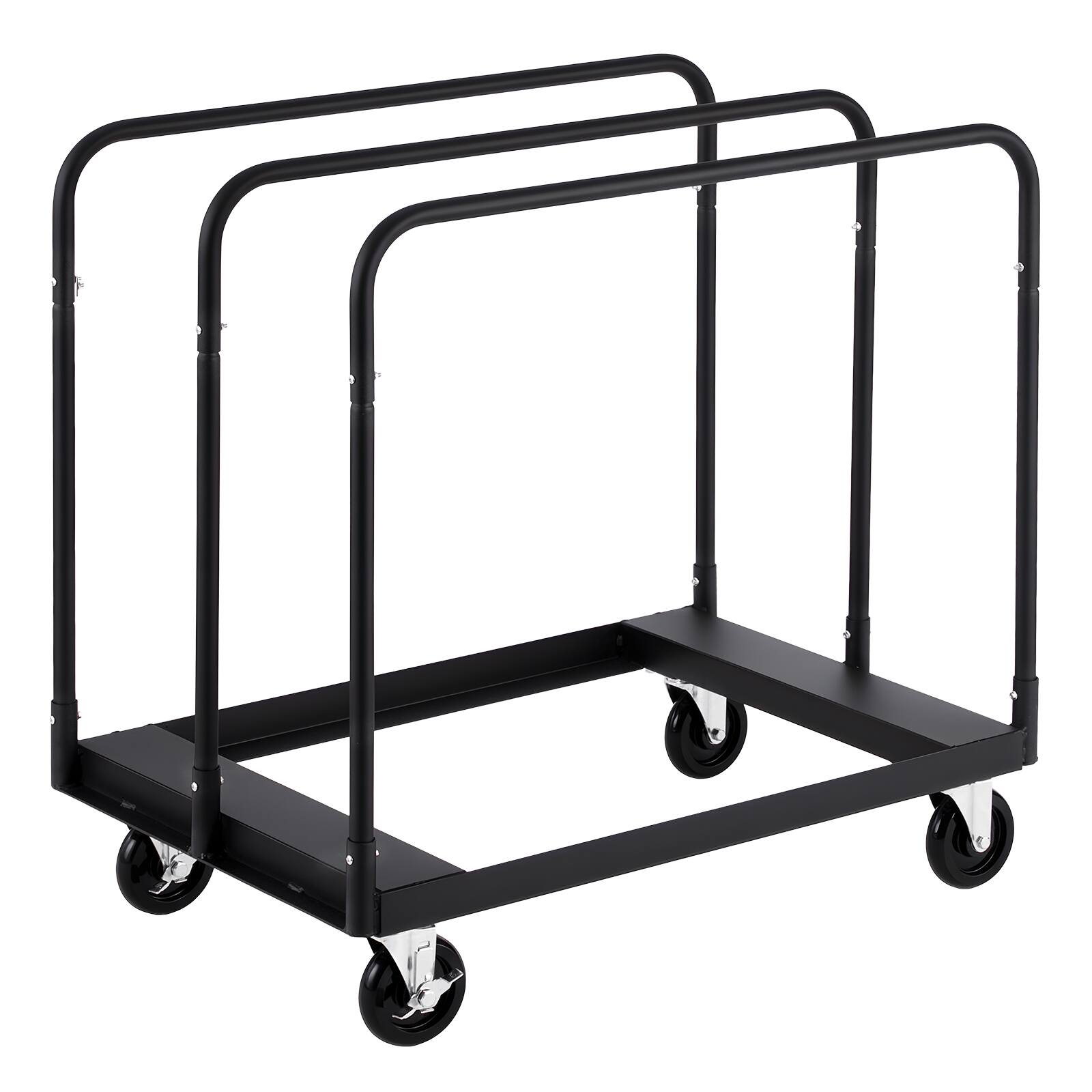 Alt View 5. VEVOR - Drywall Cart Dolly, 1800 lbs Load Capacity, Steel Panel Truck Cart with 5 inch Swivel Casters, Lumber Drywall Dolly - Black.