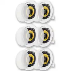Front. Acoustic Audio by Goldwood - HD-5 in Ceiling Speakers Home Theater Surround Sound 3 Pair Pack - Paintable White.