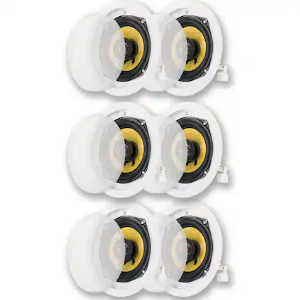 Front. Acoustic Audio by Goldwood - HD-5 in Ceiling Speakers Home Theater Surround Sound 3 Pair Pack - Paintable White.