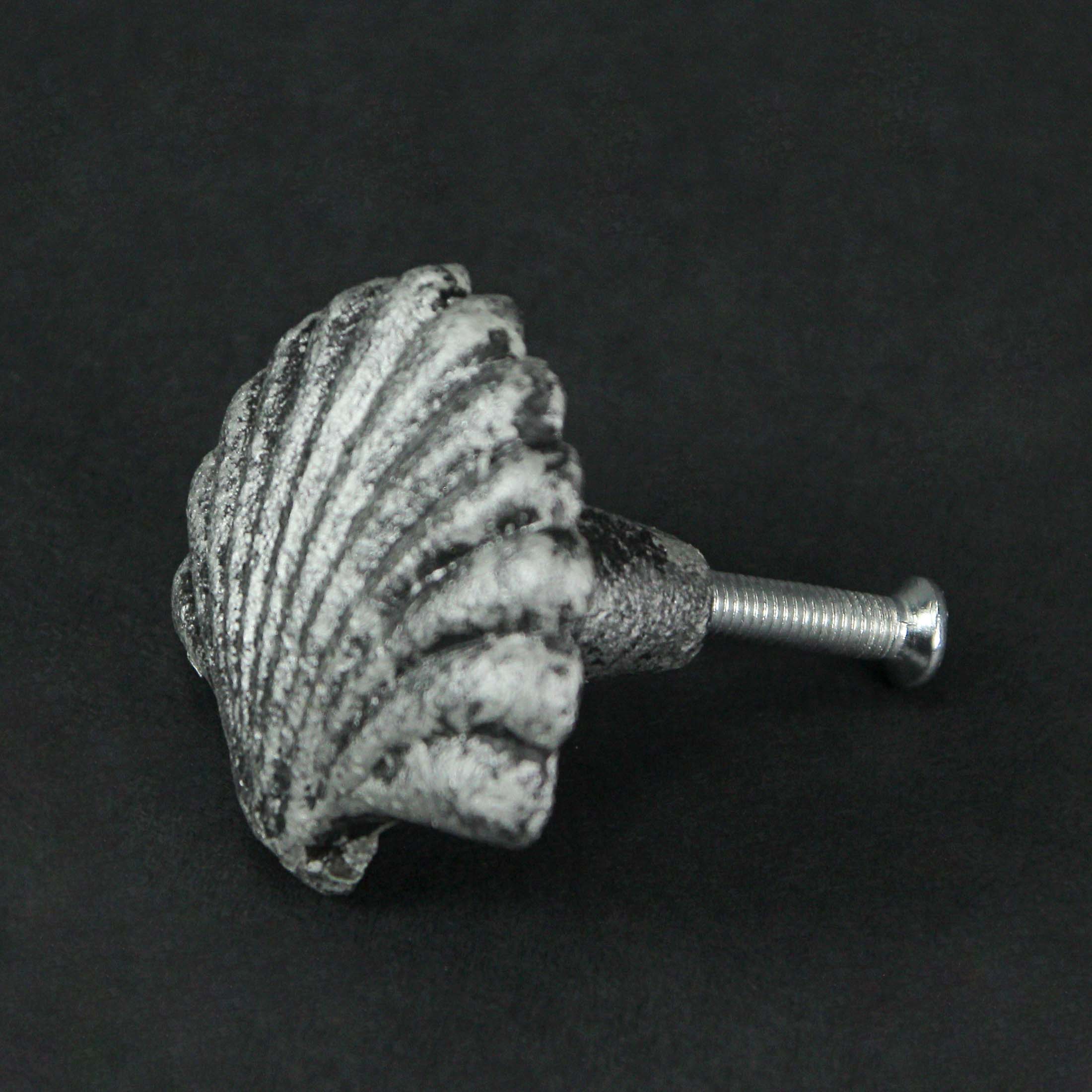Alt View 5. Zeckos - Set of 6 Silver Cast Iron Scallop Sea Shell Drawer Pulls Nautical Cabinet Knobs - Silver.