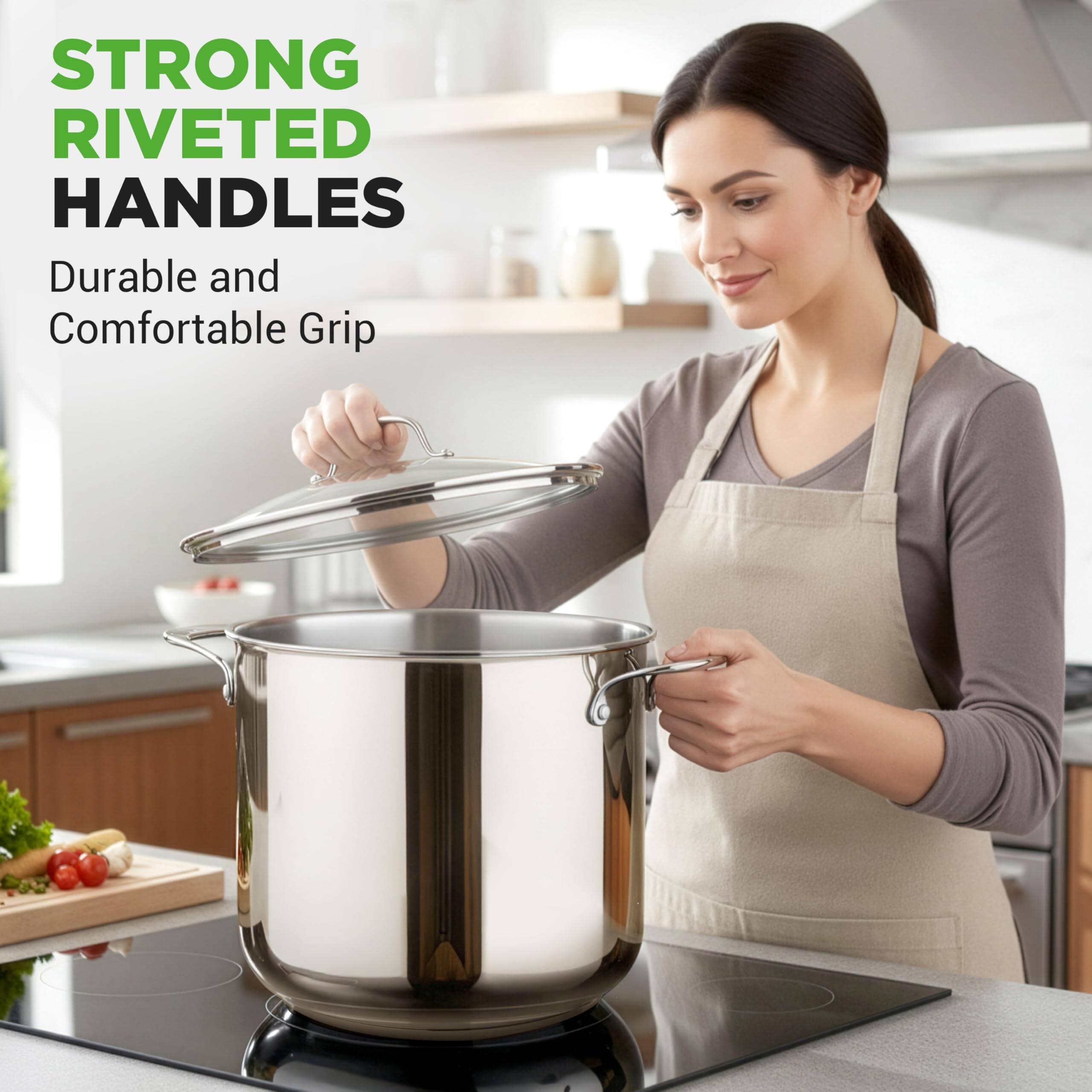 STRONG RIVETED HANDLES  
Durable and Comfortable Grip