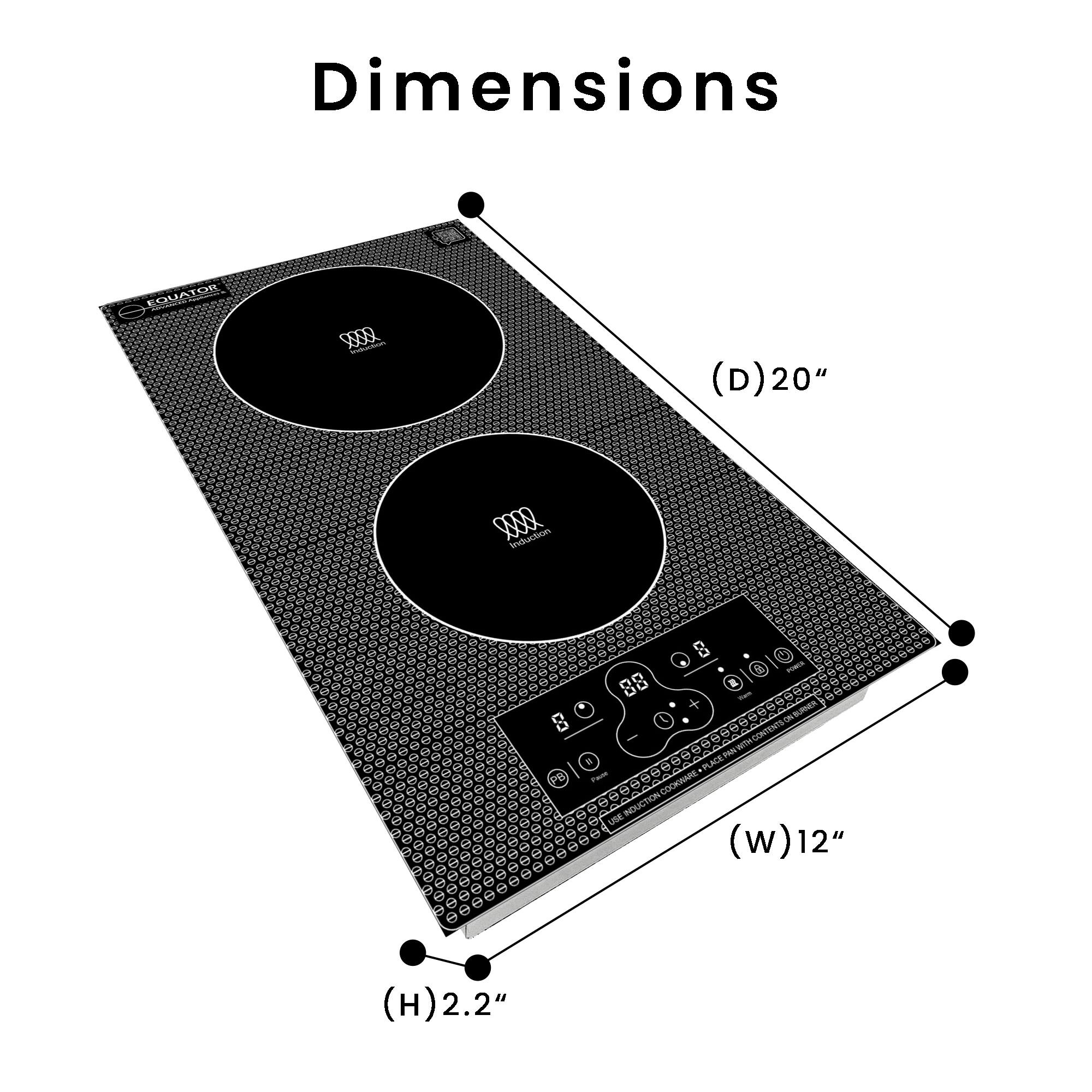 Dimensions EQUATOR exx n (D)20" (W)12" (H)2.2"