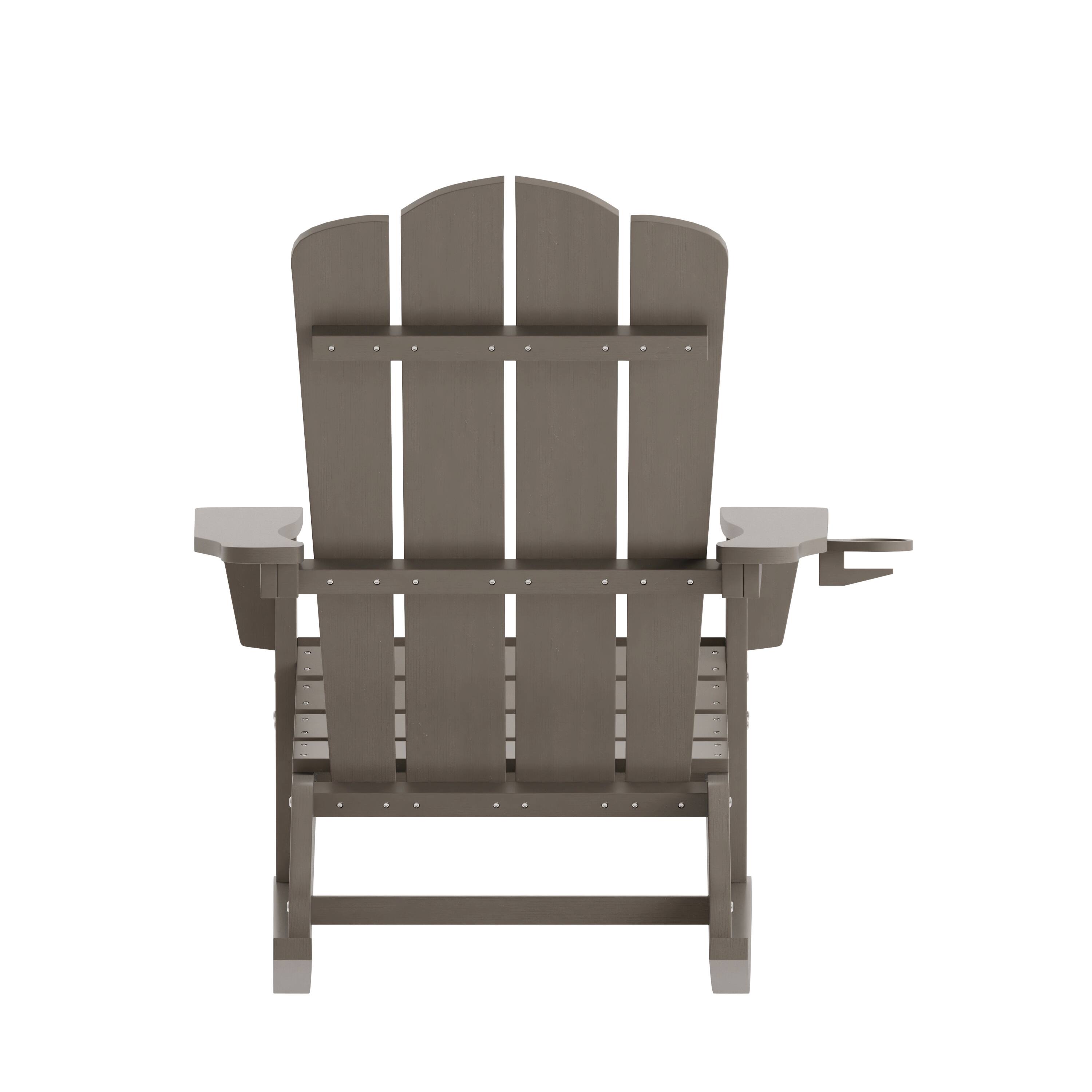 Alt View 8. Emma + Oliver - Tiverton Set of 2 Adirondack Rocking Chairs with Cup Holders, Weather Resistant HDPE Adirondack Rocking Chairs - Brown.