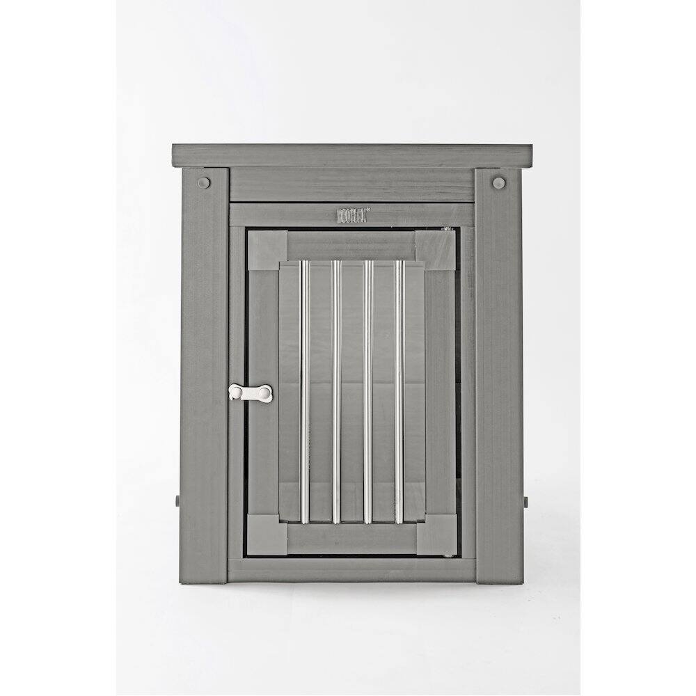 Left. New Age Pet - ECOFLEX Dog Crate End Table - Grey Small.